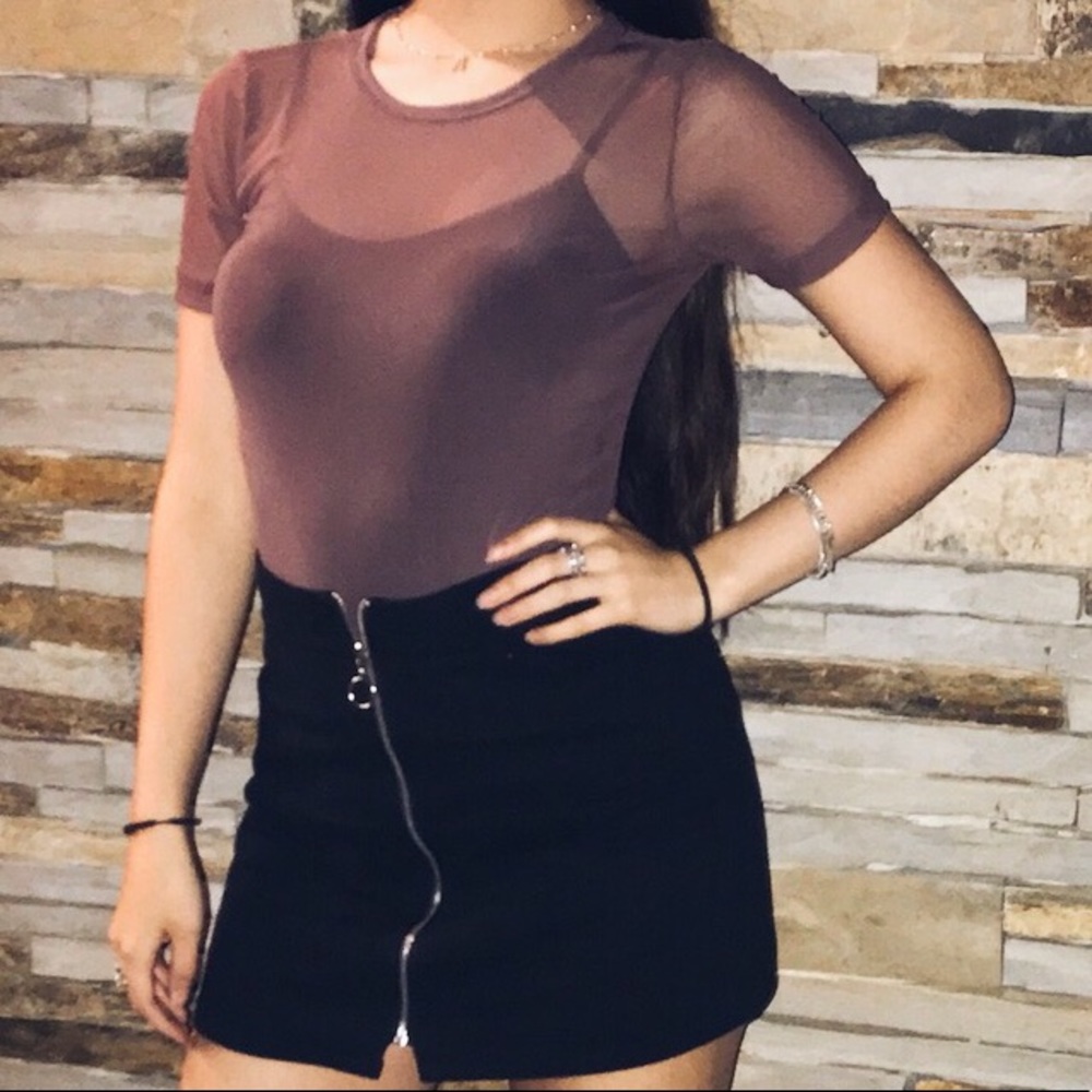 Purple sheer body suit
